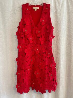 Michael Kors red floral applique dress, size 4